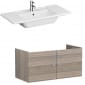 Image of VitrA: Root Flat Wall-hung Vanity Unit with Doors and Basin in Natural Finish (1000mm)