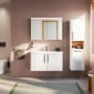 Image of VitrA: Root Flat Wall-hung Tall Cabinet Unit with Doors and Laundry Basket (400mm)