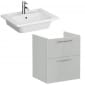 Image of VitrA: Root Flat Wall-hung Compact Vanity Unit with Two Drawers & Basin (60cm)