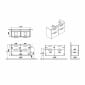Image of VitrA: Root Flat Wall-hung Vanity Unit with Four Drawers and Double Basin in Natural Finish (1200mm)