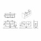 Image of VitrA: Root Flat Wall-hung Vanity Unit with Four Drawers and Double Basin in Natural Finish (1200mm)