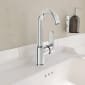 Image of VitrA: Root Round Deck-mounted Basin Mixer Tap with Swivel Spout