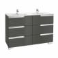 Image of Roca: Victoria-N Unik Wall-hung Vanity Unit with Two Basins and Six Drawers (1200mm)