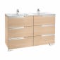 Image of Roca: Victoria-N Unik Wall-hung Vanity Unit with Two Basins and Six Drawers (1200mm)