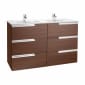 Image of Roca: Victoria-N Unik Wall-hung Vanity Unit with Two Basins and Six Drawers (1200mm)