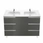 Image of Roca: Victoria-N Unik Wall-hung Vanity Unit with Two Basins and Six Drawers (1200mm)
