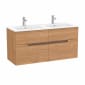 Image of Roca: Victoria-N Unik Wall-hung Vanity Unit with Double Basins & Four Drawers (1190mm)