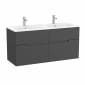 Image of Roca: Victoria-N Unik Wall-hung Vanity Unit with Double Basins & Four Drawers (1190mm)