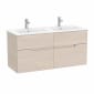 Image of Roca: Victoria-N Unik Wall-hung Vanity Unit with Double Basins & Four Drawers (1190mm)