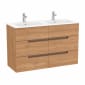 Image of Roca: Victoria-N Unik Wall-hung Vanity Unit with Six Drawers & Double Basins (1190mm)