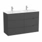 Image of Roca: Victoria-N Unik Wall-hung Vanity Unit with Six Drawers & Double Basins (1190mm)