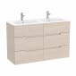 Image of Roca: Victoria-N Unik Wall-hung Vanity Unit with Six Drawers & Double Basins (1190mm)