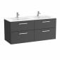 Image of Roca: New Victoria Wall-hung Vanity Unit with Double Basins & Four Drawers (1200mm)