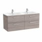 Image of Roca: New Victoria Wall-hung Vanity Unit with Double Basins & Four Drawers (1200mm)