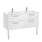 Image of Roca: New Victoria Wall-hung Vanity Unit with Double Basins & Four Drawers (1200mm)