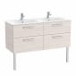 Image of Roca: New Victoria Wall-hung Vanity Unit with Double Basins & Four Drawers (1200mm)