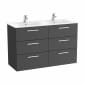 Image of Roca: New Victoria Wall-hung Vanity Unit with Double Basins and Six Drawers (1200mm)