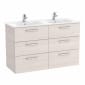 Image of Roca: New Victoria Wall-hung Vanity Unit with Double Basins and Six Drawers (1200mm)