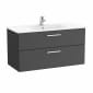 Image of Roca: New Victoria Wall-hung Vanity Unit with Basin & Two Drawers (1000mm)