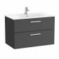 Image of Roca: New Victoria Wall-hung Vanity Unit with Basin & Two Drawers (800mm)