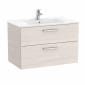 Image of Roca: New Victoria Wall-hung Vanity Unit with Basin & Two Drawers (800mm)