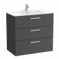 Image of Roca: New Victoria Compact Wall-hung Vanity Unit with Basin & Three Drawers (800mm)