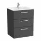 Image of Roca: New Victoria Wall-hung Vanity Unit with Three Drawers (600mm)