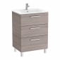 Image of Roca: New Victoria Wall-hung Vanity Unit with Three Drawers (600mm)