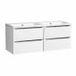 Image of Tavistock: Cadence Wall-mounted Vanity Unit with Two Basins & Four Drawers (1200mm)